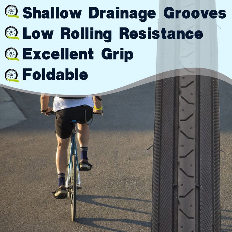 27 X 1 1/4 Bike Tire 27 Inch Road Bike Tires 32-630 Folding Bead Replacement Bicycle Tire Set (1 Tire No Tube)