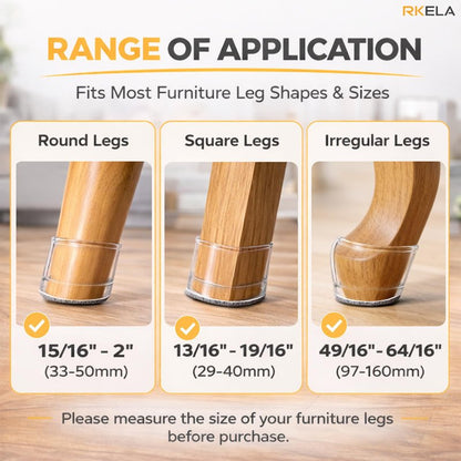 RKELA 48 Pack Chair Leg Floor Protectors, Furniture Feet Protectors for Hardwood Floors,Silicone Caps with Felt Pads, Anti-Scuff Reduce Noise(Fit:1-5/16" to 2")