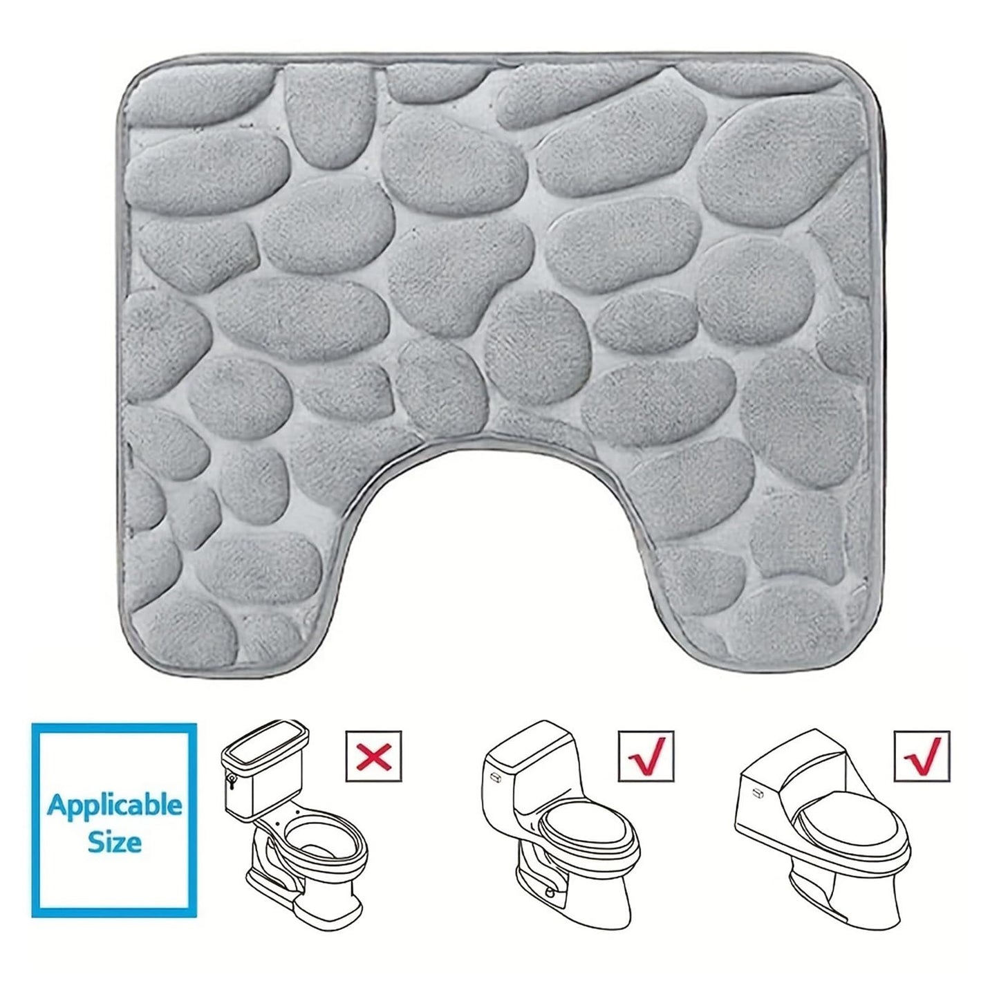Toilet Rugs, U-Shaped Non-Slip Bath Mat Extra Soft Absorbent Bathroom Rugs Machine Washable Floor Carpet Commode Potty Training Mats for Tub Shower, Vanity & Toilet Base - Dry Quickly(20''x16'')