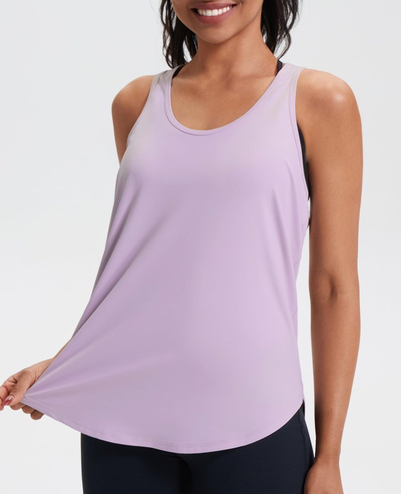JOYSPELS Workout Tank Tops for Women, Ice Silk Quick Dry Athletic Running Shirts, Loose Fit Racerback Gym Tops Mauve
