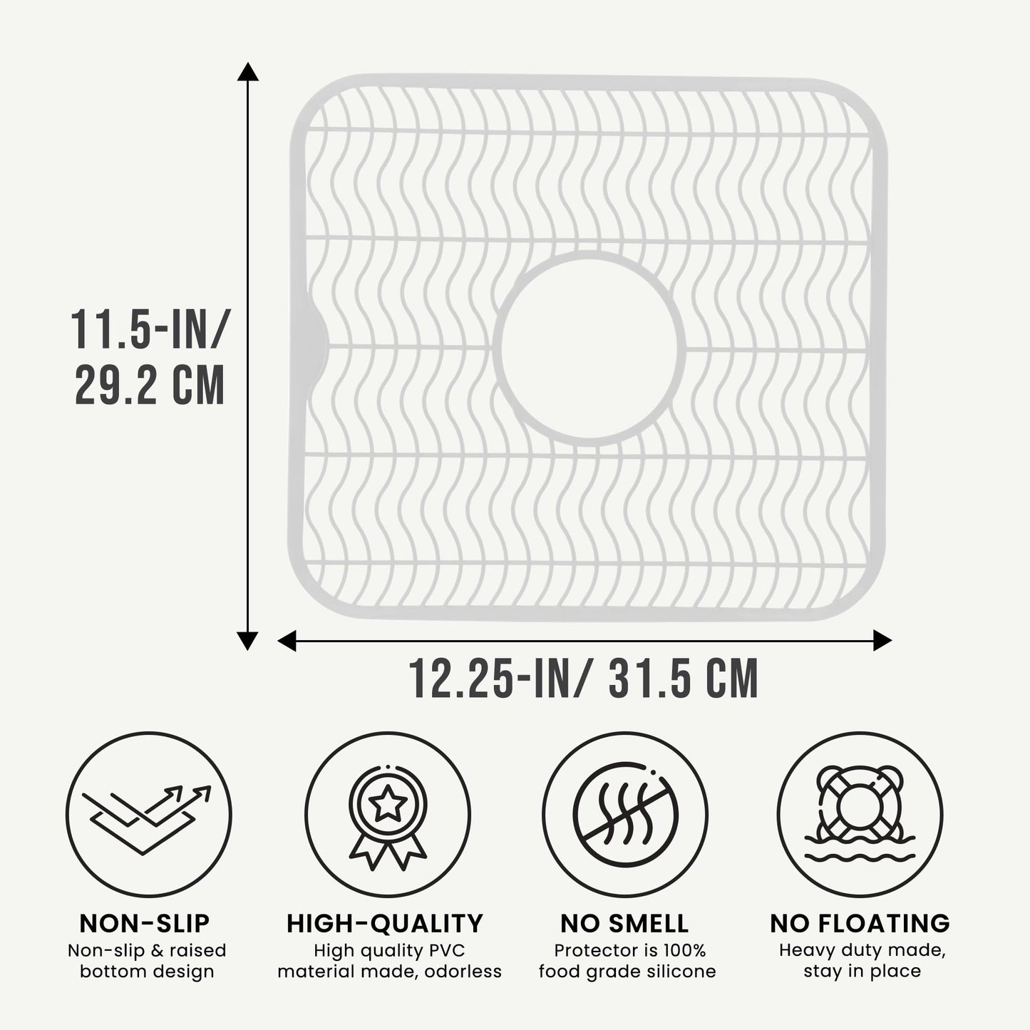 DecorRack 2 Sink Protectors for Kitchen Sink, Plastic 12" x 11" Dish Rack, Protect Sink from Stains, Damage, Scratches, Dishwasher Safe Grid Mat for Kitchen (2 Pack, White)