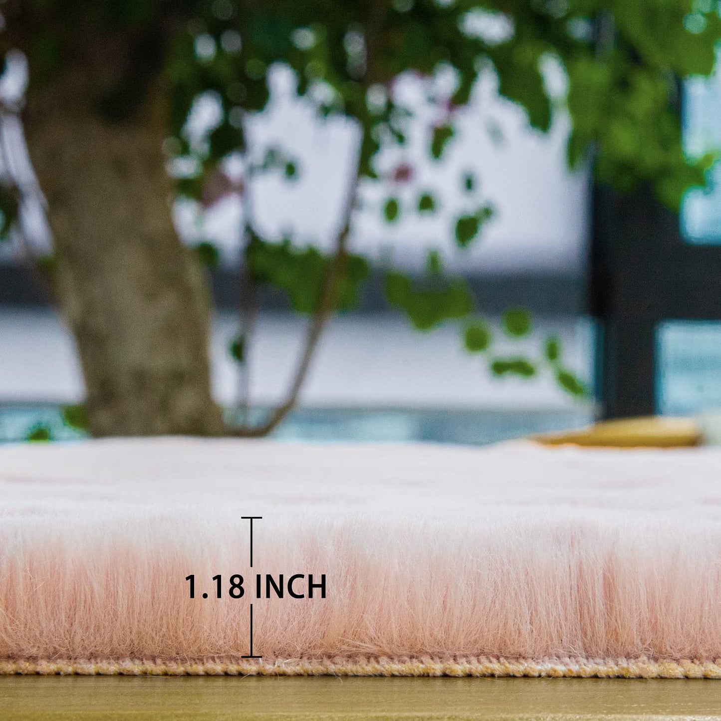 ORINOVA Pink Fuzzy Washable Furry Area Rugs for Living Room Faux Rabbit Fur Nursery Rug for Bedroom 2x4 Runner Rug