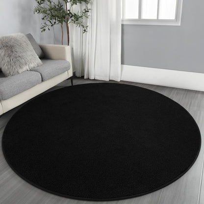 Gifeas Ultra Soft Round Area Rugs for Living Room Bedroom, 4x4 Feet Black Thickened Memory Foam Modern Indoor Circle Carpets, Non-Slip Comfy Circular Rug for Boys Girls Nursery Room Home Decor