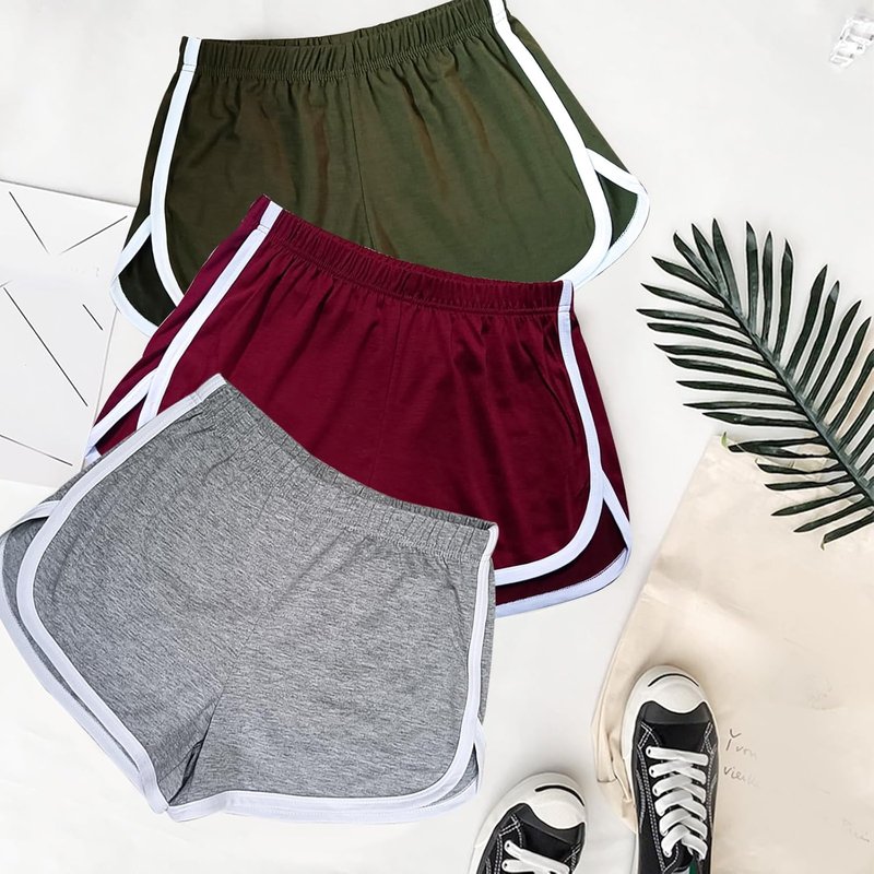 Cameway Women's Cotton Yoga Shorts - 4 Pack Athletic Dance & Cycling Summer Wear | Comfortable Fit