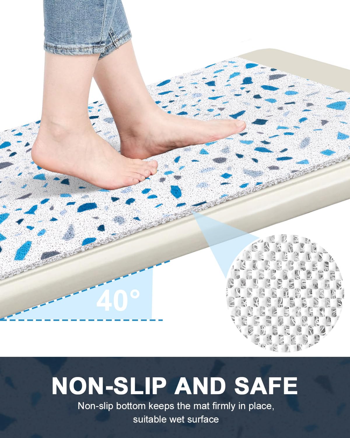 Non Slip Shower Mat with Drain Holes in Middle: 27×27Inch Super Soft Loofah Shower Mats for Inside Shower, Shower Stall Mats Floor Mats for Home,Hotel,Spa,Gym