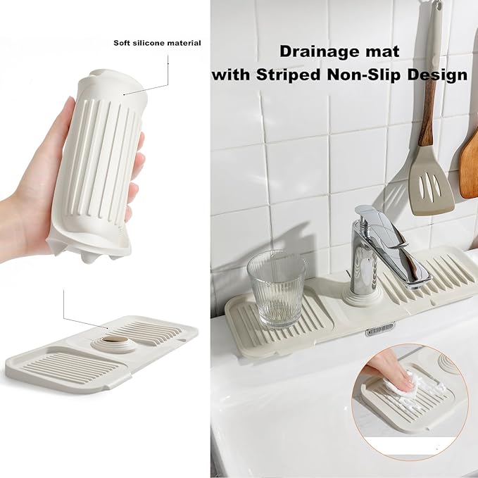 Kitchen Silicone Sink Splash Guard, 5° Slope Type Design Sink Mat, Sink Faucet