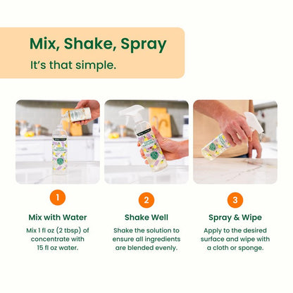 Good Natured Brand All-Purpose Cleaner Concentrate | 8oz makes 128oz | Orange Essential Oil | 16X Concentrated Natural Multi-Surface Cleaner