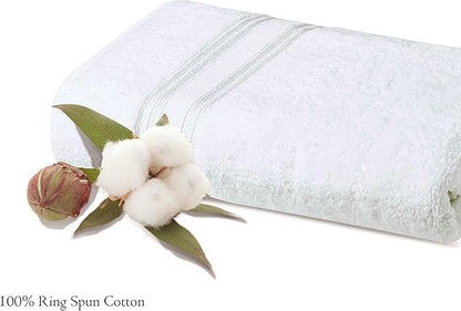 Large Bath Towels Set of 4 – 27x54 Inches – 100% Cotton – Quick Dry & Highly