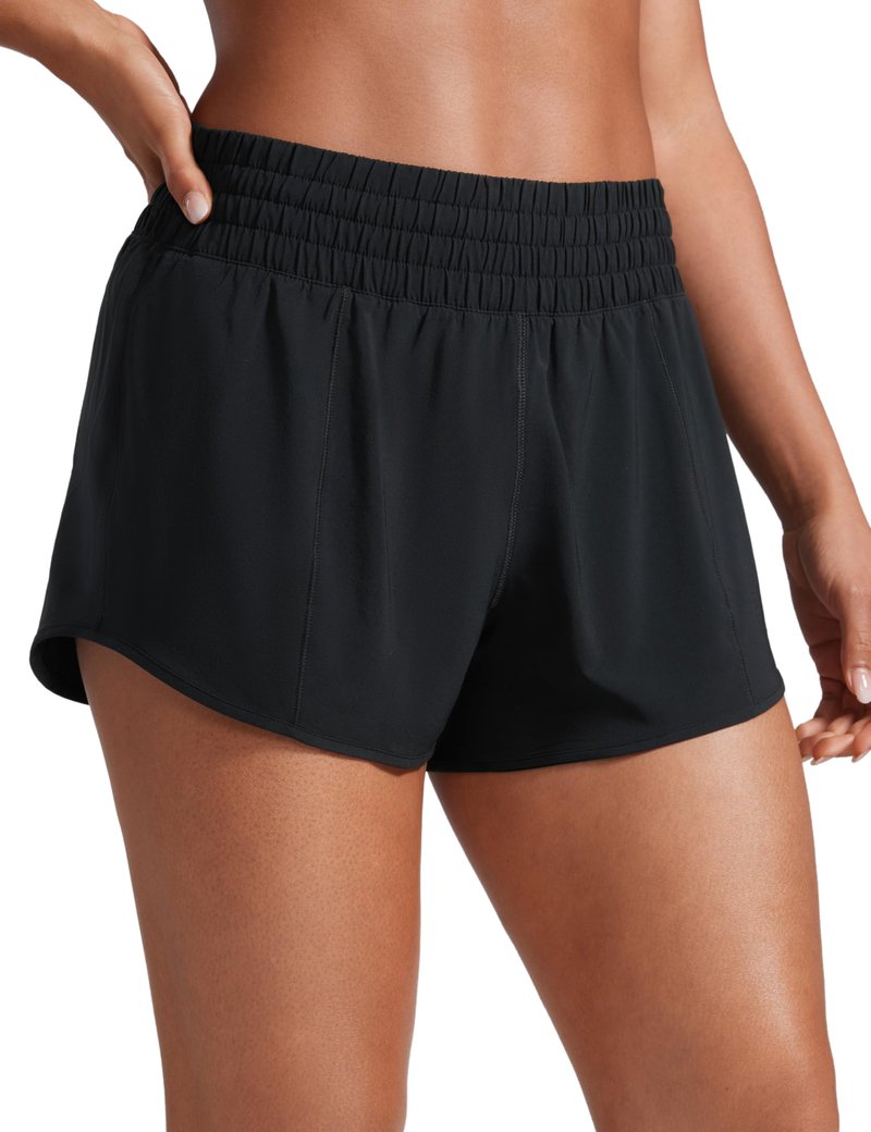 CRZ YOGA High Waisted Running Shorts for Women 2.5" - Mesh Liner Quick Dry for Workout Sport Athletic with Zipper Pocket Black Small