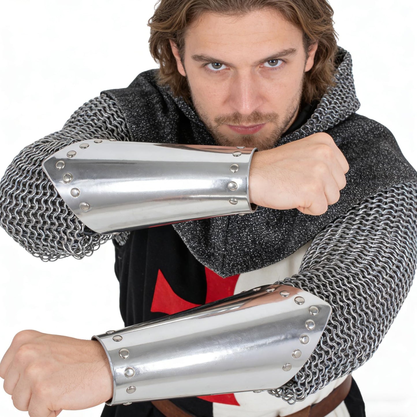 KOTORA Arm Bracers Gauntlet Wristband Leather Medieval Viking Knight LARP Retro Renaissance Arm Guards Cuff Bracelet Costume Props (1-Sliver)