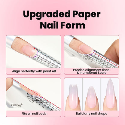 Beetles Builder Gel for Nails-3 Colors 9 in 1 Nail Extension Sculpting Building Clear Nude Pink Hard Gel Kit with Base Top Coat for Pros Women,UV & LED Lamp Cured Needed