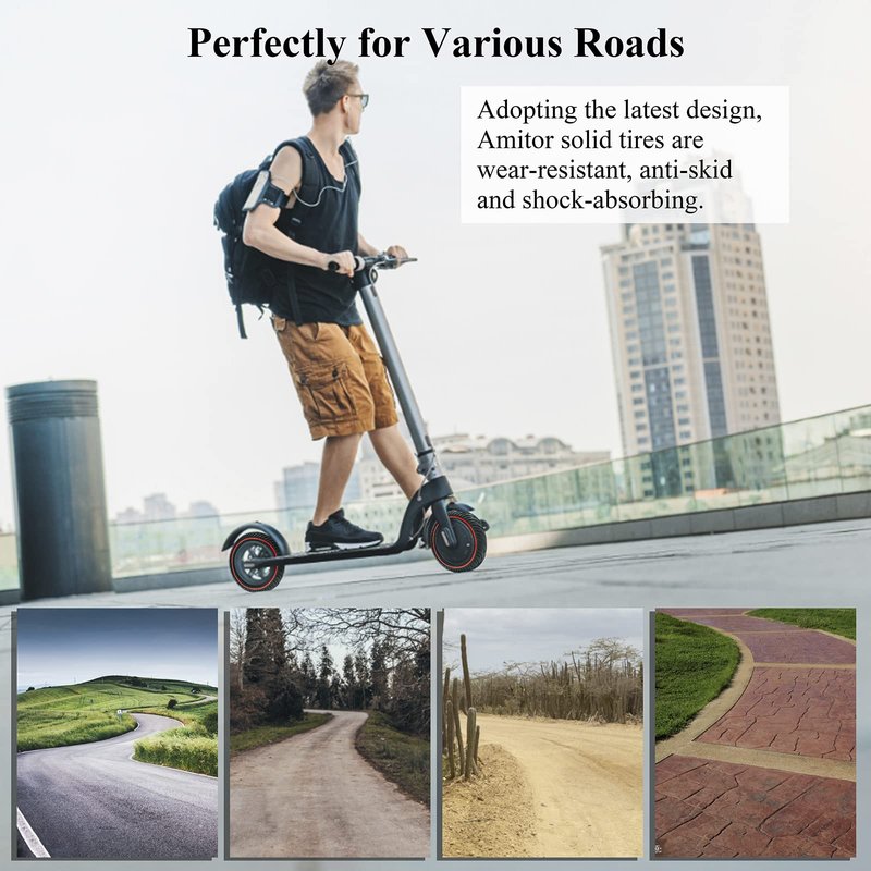 Amitor 2PCS 8.5x2 inches Scooter Solid Tires, Electric Scooter Replacement Wheels Honeycomb Solid Tire, 50/75-6.1 Tire Replacement, 8 1/2 x2 Tire for Xiaomi M365 Pro 1S/Gotrax GXL V2 XR
