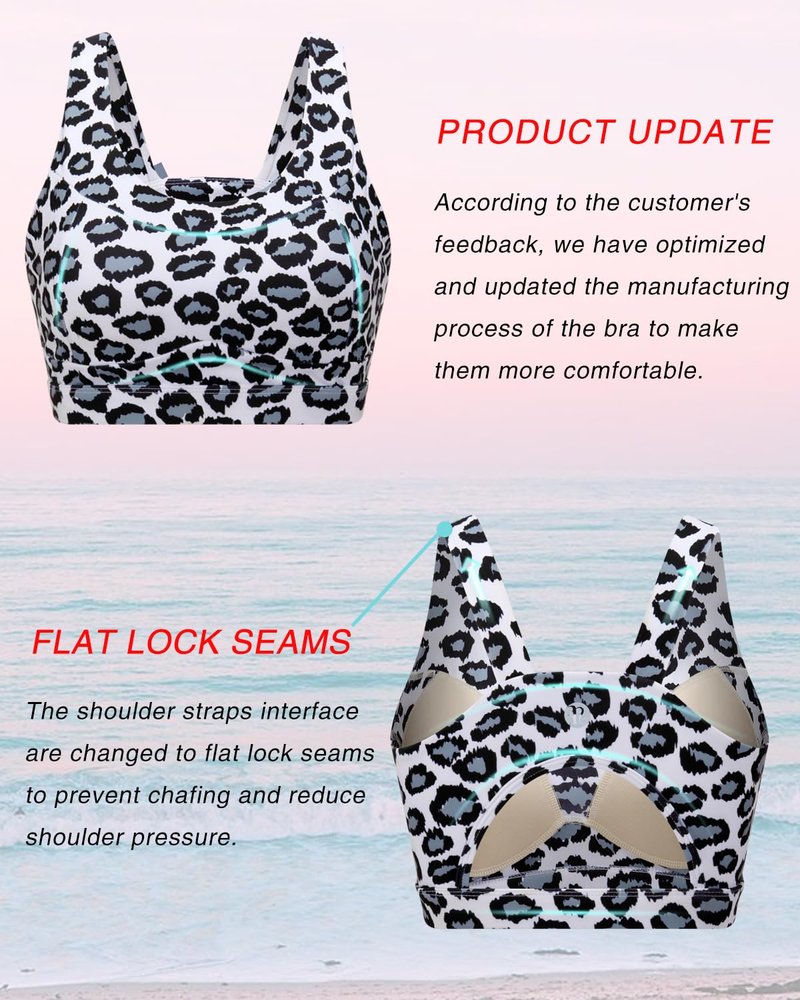 RUNNING GIRL High Impact Sports Bras for Women,Racerback Running Bra Workout Crop Tank Tops Longline Sports Bra Push up(WX2667 White Leopard 3XL)