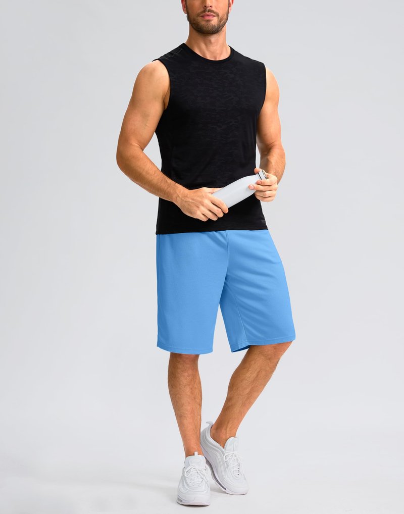 G Gradual Men's Athletic Shorts with Pockets 9" / 11" Long Basketball Shorts Lightweight Quick Dry Gym Workout Shorts for Men(Sky Blue,M)