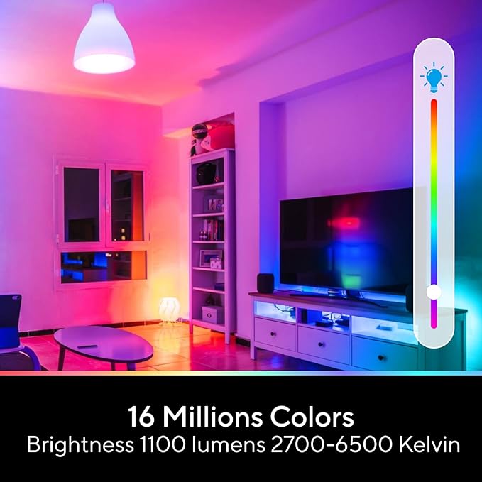 U-tec Smart Light Bulbs, 1100 Lumen, 90+CRI WiFi Mesh & Bluetooth Color Changing A19 Light Bulb, 16 Million DIY Colors RGB Light Bulbs, Compatible with Alexa, Google Assistant Home App, 2 Pack