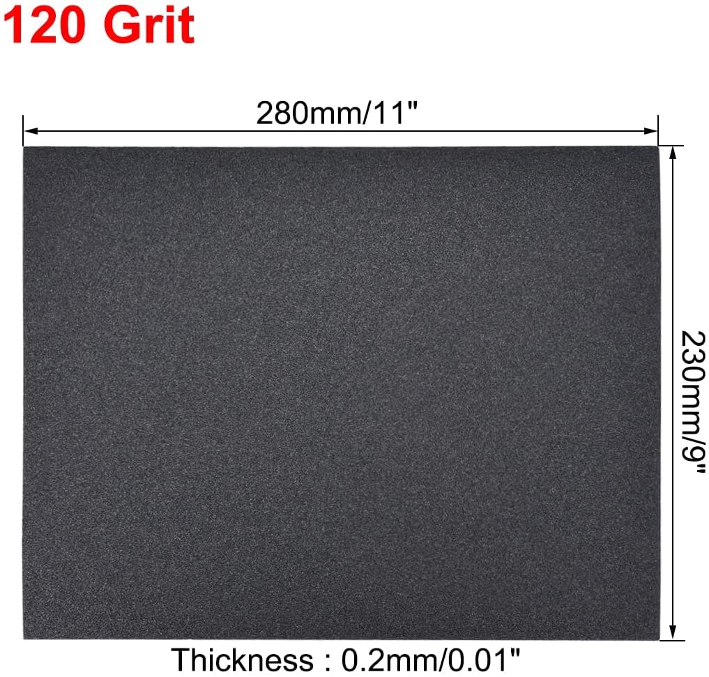 Utoolmart 120 Grit Sandpaper, 9 x 11 Inch Wet Dry Silicon Carbide Sandpaper, Hand Abrasive Sanding Sheets for Wood Furniture Metal Automotive Polishing 5pcs