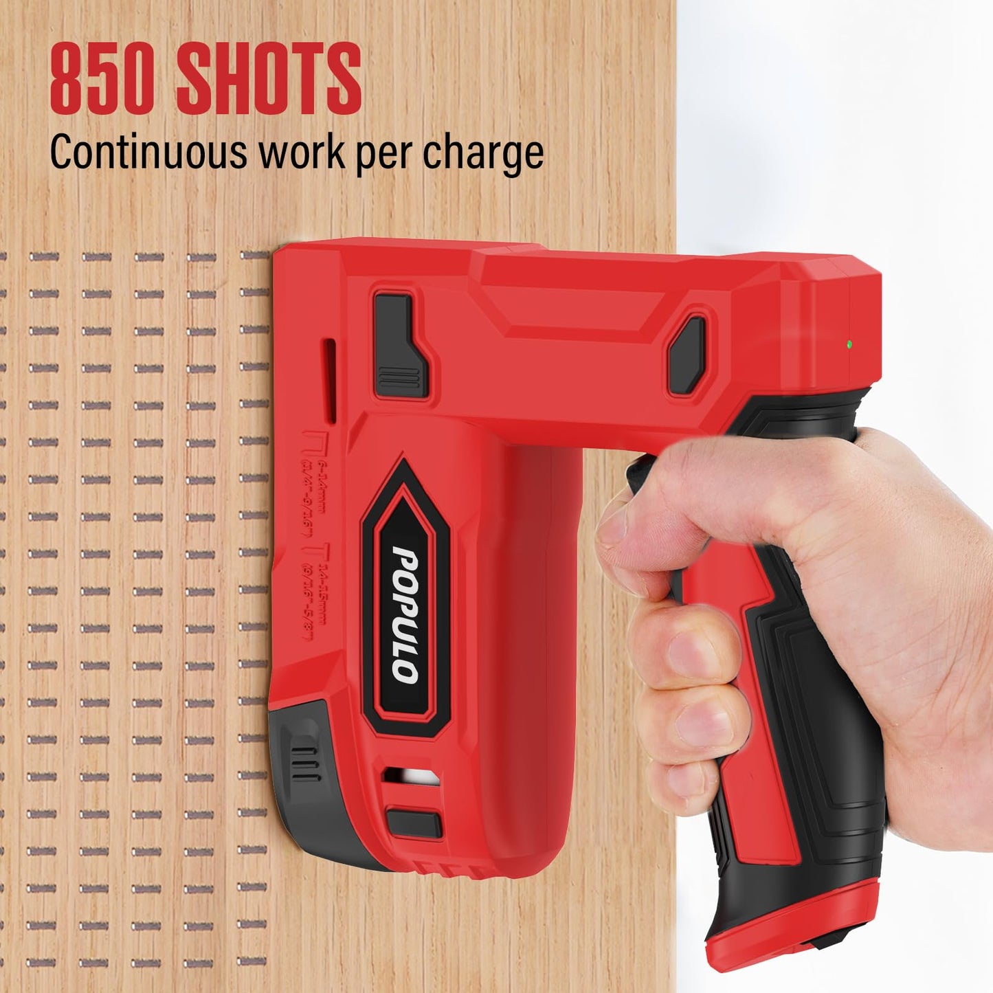 POPULO Electric Staple Gun, 2 in 1 Electric Stapler Tacker 4V Cordless Brad Nailer Kit, Battery Powered Nail Gun for Upholstery, Carpentry, DIY with Staple Remover, 1600 Staples and Nails, Red
