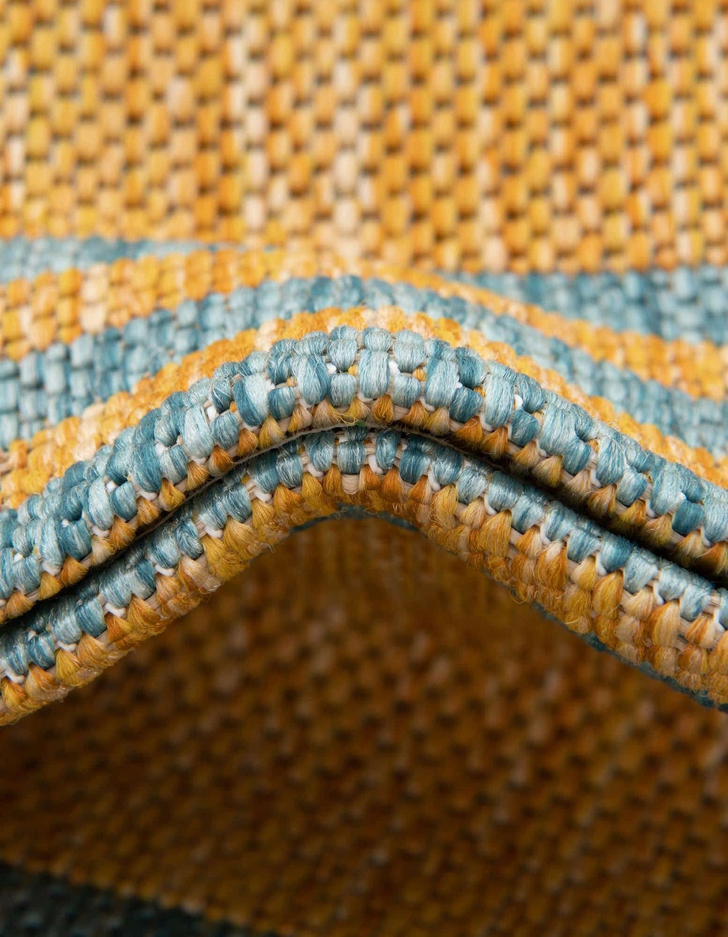 Unique Loom Outdoor Collection Area Rug - Anguilla (5' 3" x 8' Oval, Yellow and Aqua/Light Blue)