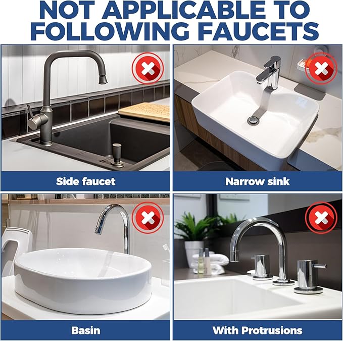 24" Splash Guard Plus Size Silicone Sink Faucet Drying Mat Handle Drip Catcher