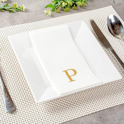 Luxenap 15.8 X 7.9 Inch Linen-Feel Guest Towels, 50 Lettered Hand Towels