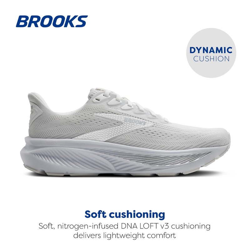 Brooks Women’s Ghost 17 Neutral Running Shoe - White/White/Grey - 6.5 Wide
