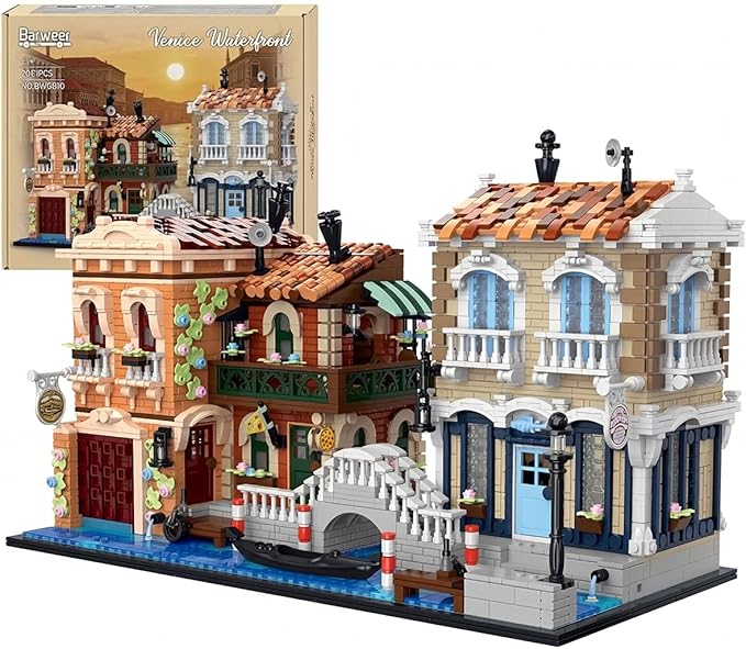 Venice Rivera Building Block Set Italian Canal City Architecture Street View Kit with LED Lighting Collectible Home Decor Gift for Adults &amp Teens4610 PiecesBarweer 010