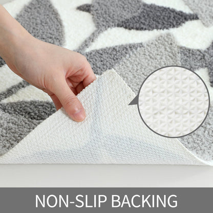 Gibelle Grey Bathroom Rug Set, Non-Slip Strong Water Absorbent Plush Microfiber Bath Mat Set, Machine Washable Bathroom Floor Mat Cute Shower Rug Indoor Doormat (18"x26"+20"x32")