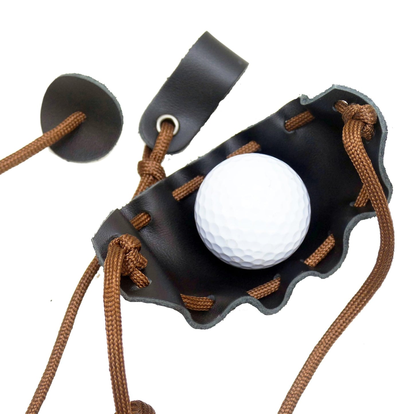 2 Packs Leather Shepherd Sling Handmade Paracord Shepherds Sling Rock Thrower Old-Fashioned Slingshot Dog Ball Launcher
