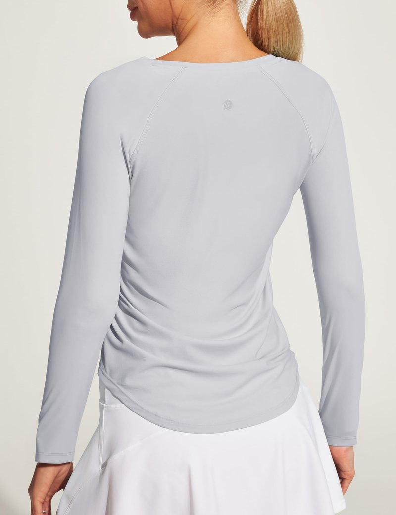 IUGA Rash Guard for Women with Pockets UPF 50+ SPF Shirts for Women Long Sleeve UV Sun Protection Clothing Hiking Swim Shirt Grey