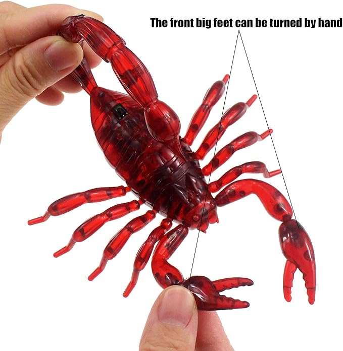 Tipmant Simulation RC Scorpion Remote Control Animal Vehicle Car Electric Scary Trick Prank Toy Halloween Kids Gift (Red)