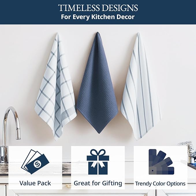 LANE LINEN Dish Towels Set of 12-18” x 28” Soft, Absorbent Cotton Kitchen Towels
