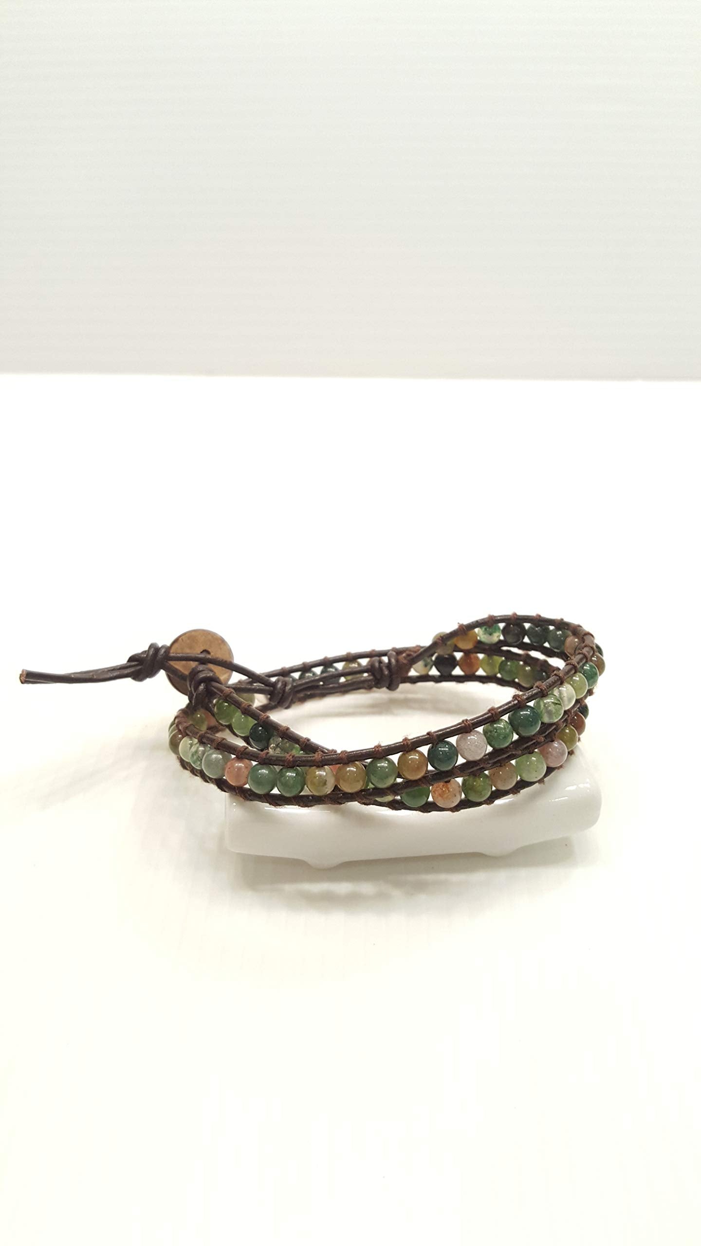 Infinityee888 Jasper 2 Wrap Bracelets and Choker woven Leather Necklace 2 in 1, Men Bracelet, Women Bracelet.