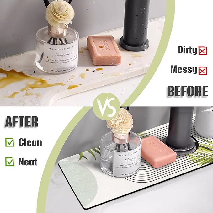 Sink Faucet Absorbing Mat, 2 Pack Drying Mat Around Faucet Sink Splash Guard