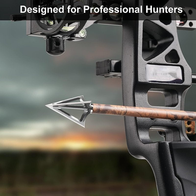 6/12 Pack Hunting Broadhead 100 Grain 420 Stainless Steel 3 Fixed Blade Broadheads Arrow Tips Archery Arrowhead for Crossbow and Compound Bow