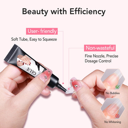 Curvlife Newly Upgraded Quick Drying 10g Semi Solid Nail Glue with 10ml Remover for Press On Nails Tips No Need for UV Lamp Long Lasting Fake Acrylic Nails Kit Glue Gel