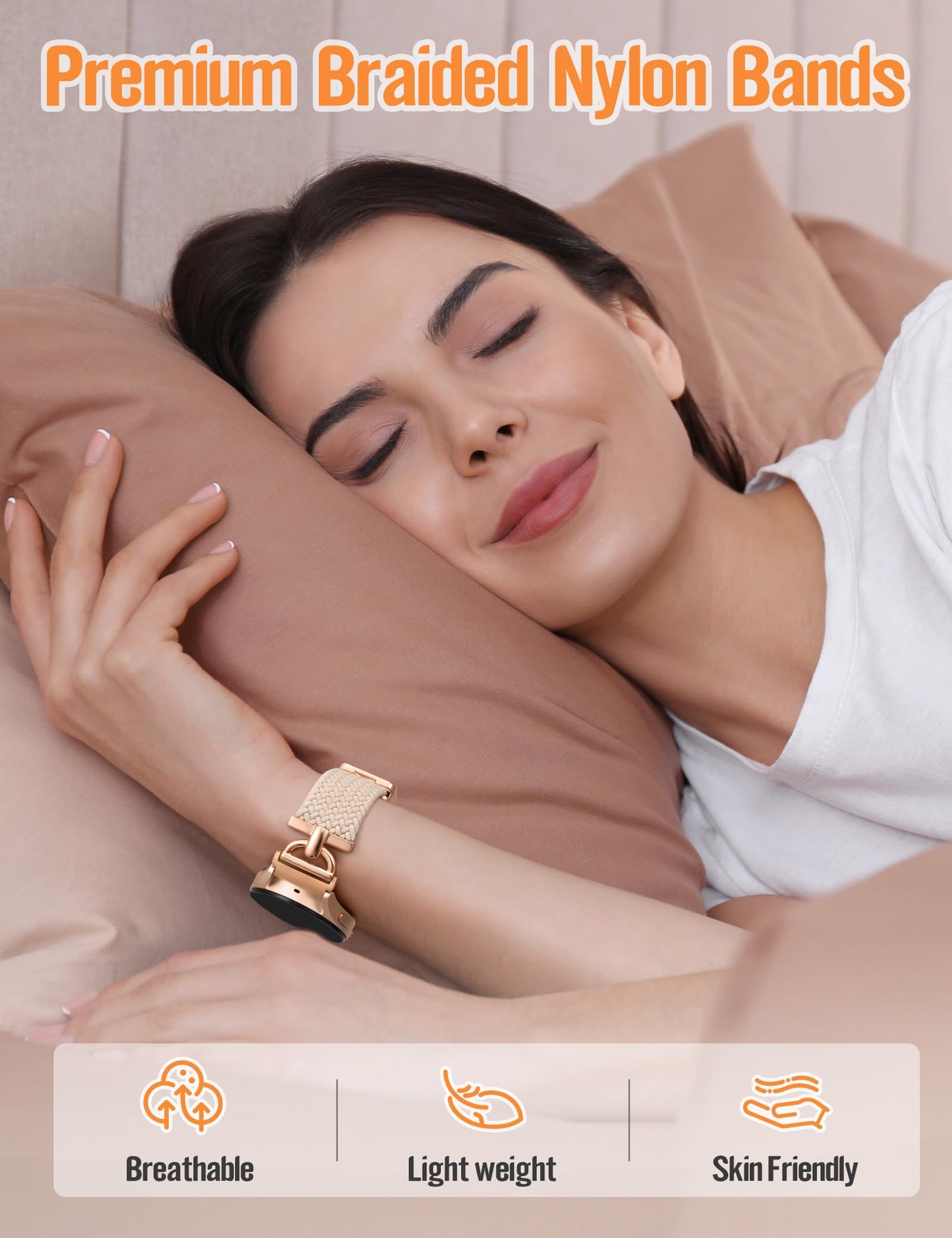 Wearlizer Braided Magnetic Band Compatible with Samsung Galaxy Watch 7 6 5 4 FE Active 2 40mm 44mm/Watch 6 4 Classic 43mm 47mm 42mm 46mm/Watch 5 Pro 45mm Bands,20mm Stretchy Elastic Nylon Strap Women
