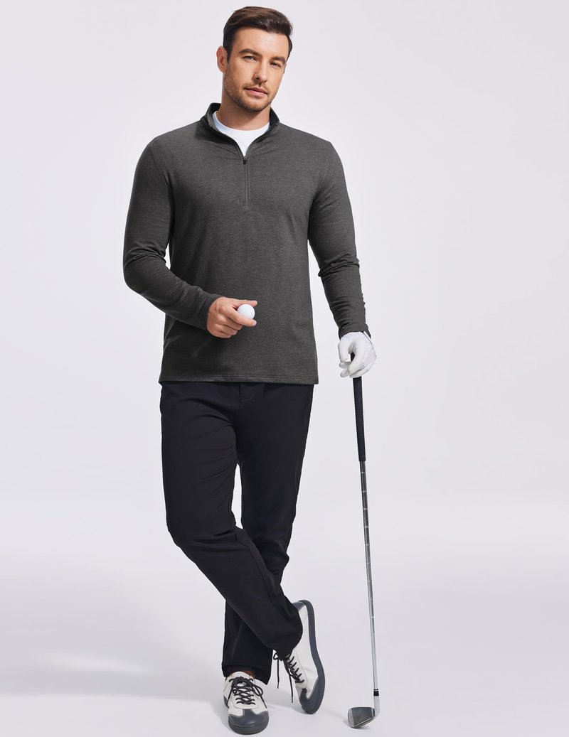 PINSPARK Men's Quarter Zip Up Lightweight Pullover Mock Neck Sweatshirts Long Sleeve Golf shirts Performance Athletic Casual