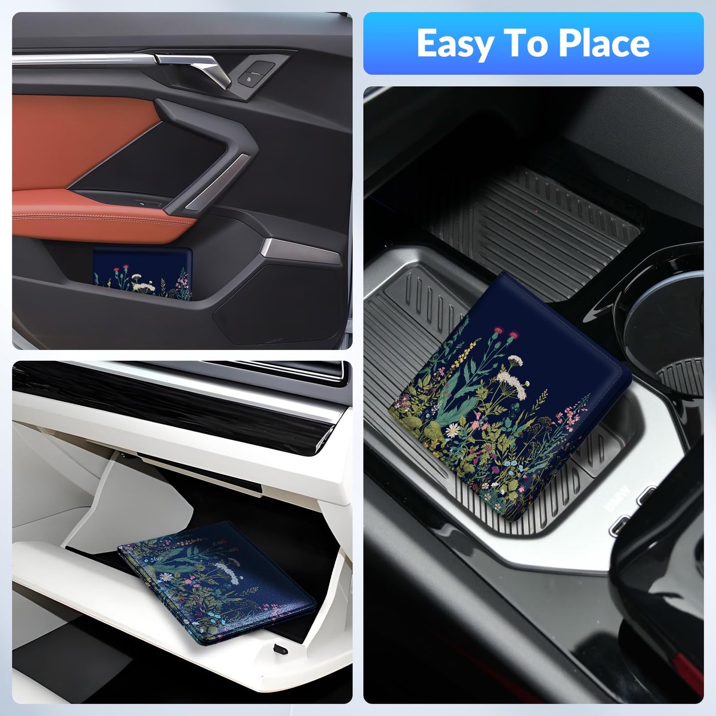 Pisypox Car Registration and Insurance Card Holder，Vehicle Glove Box Car Organizer，Accessories Case for Storing Driving Licences, Cards, Documents