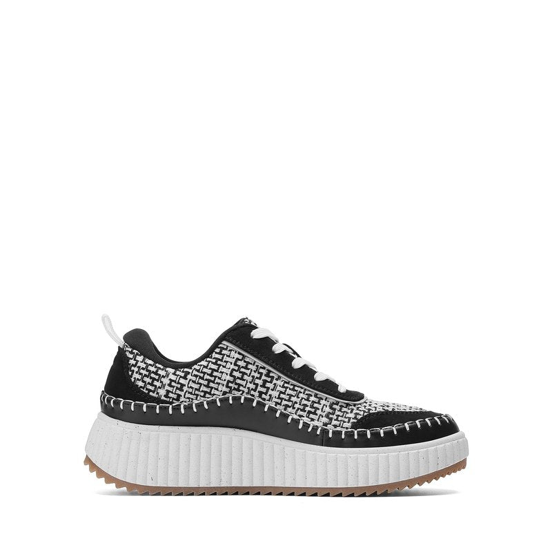 DREAM PAIRS Women Chunky City Tweed Comfortable Casual Platform Fashion Sneaker,Size 8.5,Black/White,SDFN2379W