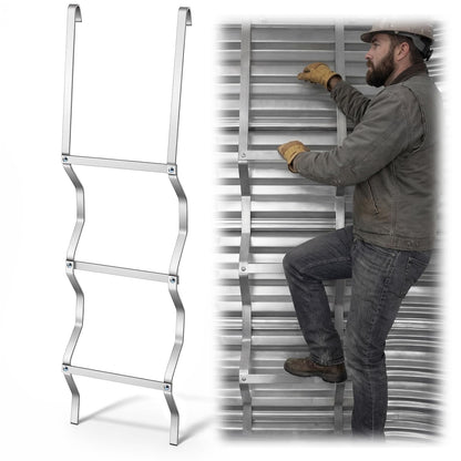 Shimeyao Egress Window Well Ladder 3 Step, Aluminum Basement Escape Ladder 14" W x 50" H with Hook, 300lbs Capacity for Emergency Home Safety