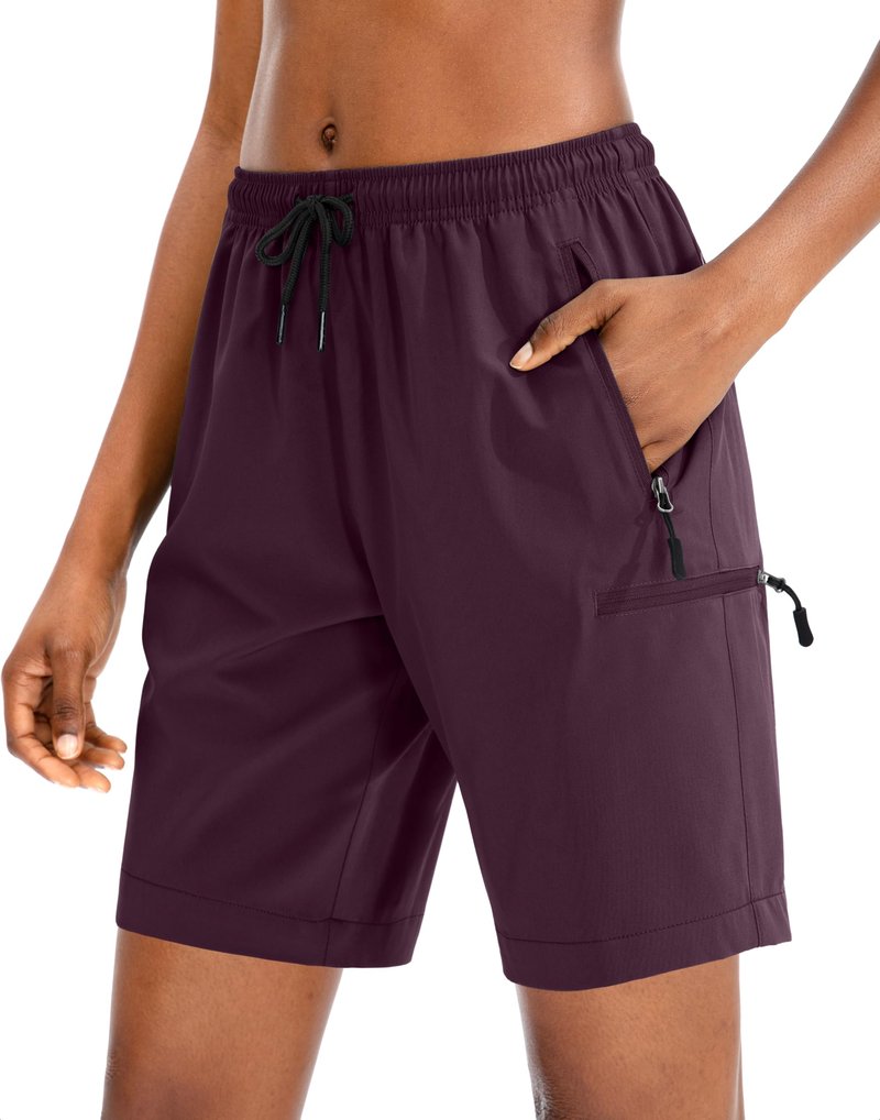 SANTINY Women's 5''/ 7''/9'' Hiking Cargo Shorts Quick Dry Lightweight Summer Shorts for Women Athletic Zipper Pockets(Dusty Purple_XXL)