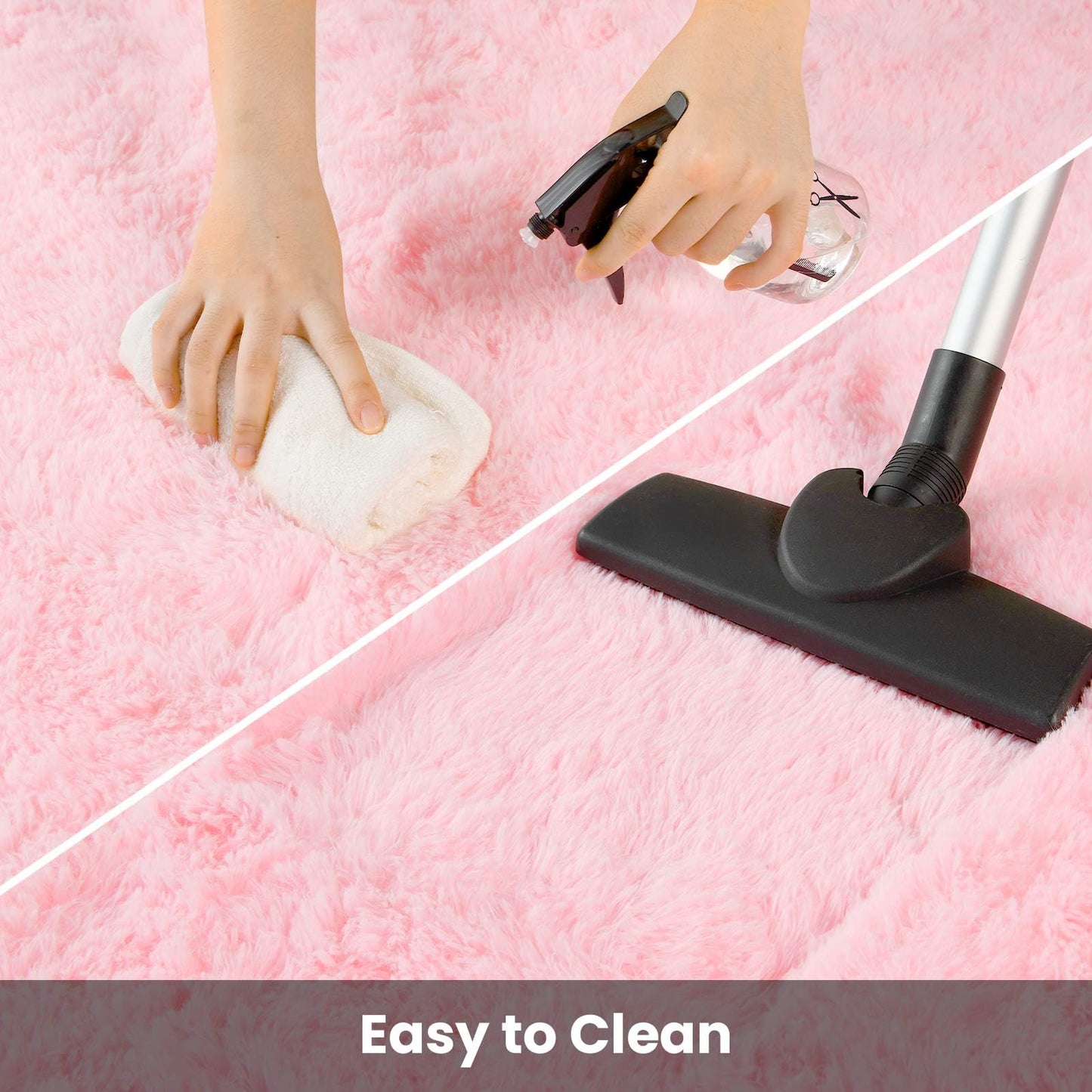 Terrug Pink Fluffy Runner Rug for Bedroom, 2x6 Ft Cute Shag Area Rugs for Hallway, Soft Machine Washable Plush Carpet with Non Slip Backing for Bathroom Bedside Kitchen Floor Decoration