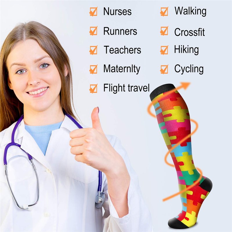 Compression Socks for Women & Men 15-20 mmHg, Best for Medical, Nursing, Running, Athletic, Varicose Veins, Travel