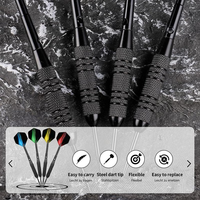 WayArrival 12 Pack Steel Tip Darts, 24g Metal Dart Set with Premium Aluminum Shafts and 4 Style PET Flights, Perfect for Beginners & Darts Enthusiasts, Easy to Use, Accurate & Durable