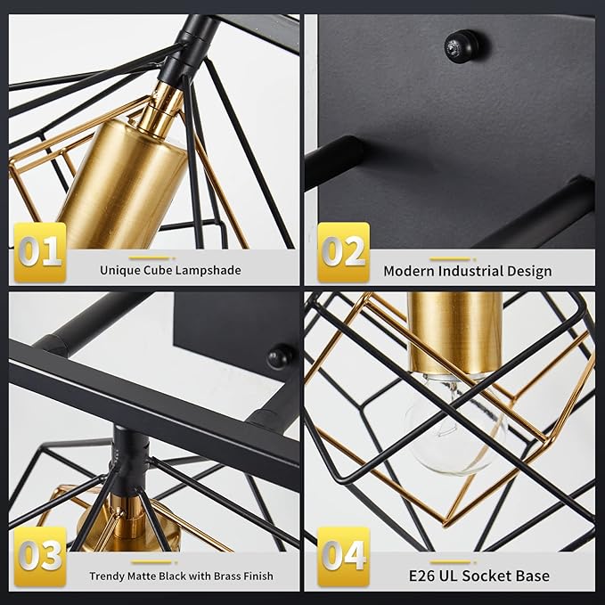 3 Light Vanity Light for Bathroom,Bathroom Light Fixtures Over Mirror with Rotatable 3 Cube Shades, Modern Wall Mounted Lights Matte Black,Industrial Black Vanity Light for Hallway Living Room