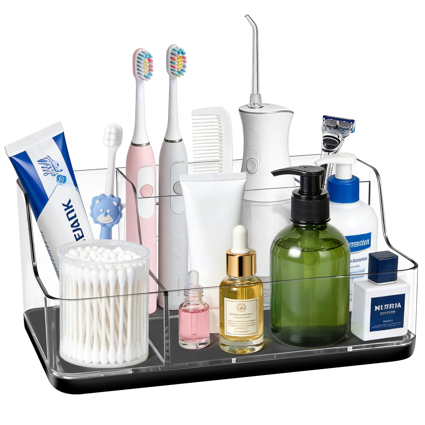 Black Cosmetic Storage Box Dressing Table & Bathroom Counter Storage Lipstick & Brush Beauty Organizer Dressing Table Skincare Organizer Suitable for Bathroom, Living Room, and Kitchen Storage