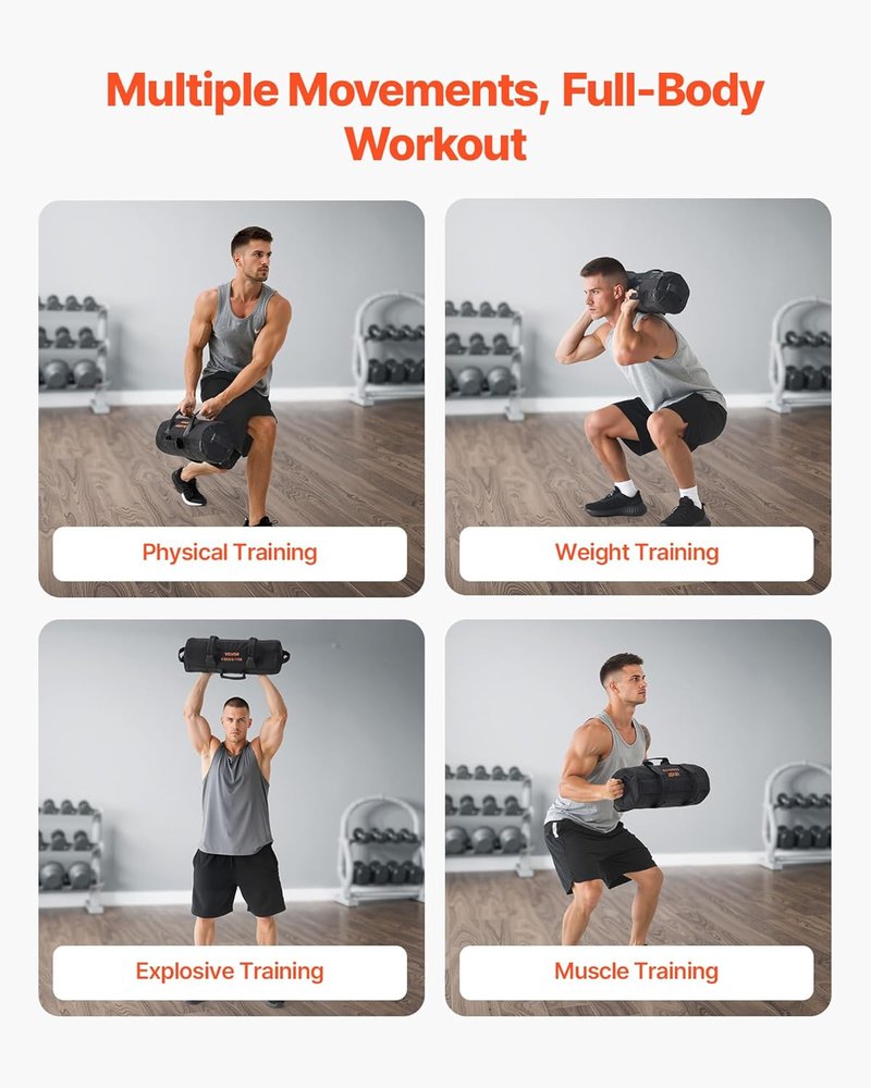 VEVOR Heavy Duty Workout Sandbag - Power Training Slam Bag for Strength & Cross-Training | Black (Unfilled)