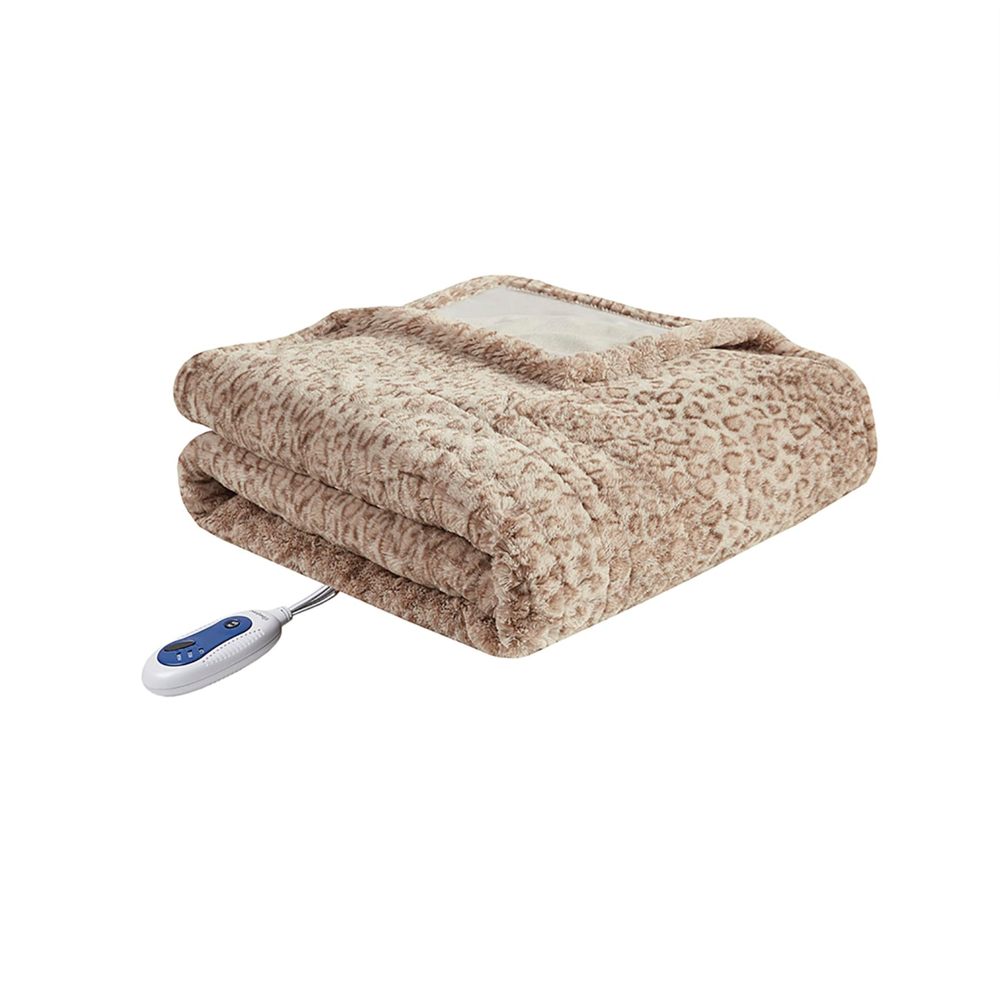 Beautyrest Zuri Reversible Faux Fur to Mink Electric Blanket, Auto Shut Off, Virtually Zero EMF, Multi Heat Setting, UL Certified, Machine Washable, Natural Marble Throw 50x70