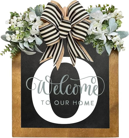 16'' Personalized Last Name Welcome Sign, Wreath for Front Door Outside, Spring Wreath for Front Door Decor, Farmhouse New Home Gifts for Home (O)