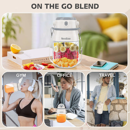 Portable Blender for Shakes and Smoothies- Personal Juicer 20 OZ Electric Protein Shaker Bottle with Insulated Sleeve, USB-C Rechargeable,Travel Lid-Small Blender Cup for Kitchen, Office, Gym,Travel